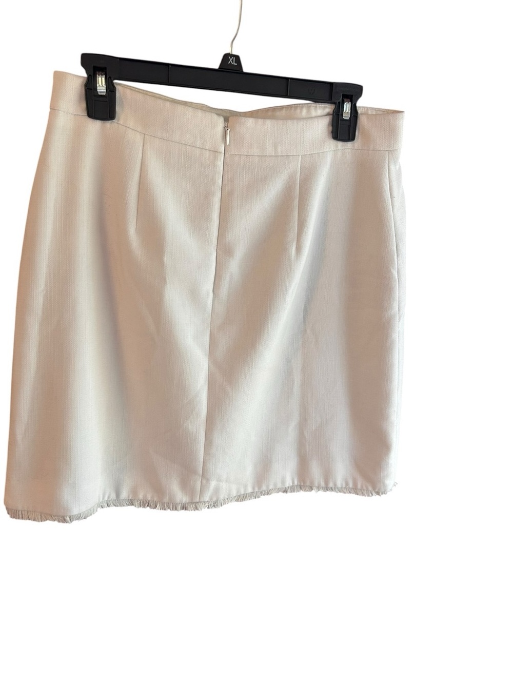 Ann Taylor white linen-look skirt frayed hem faux pockets Size 4 - Picture 2 of 6